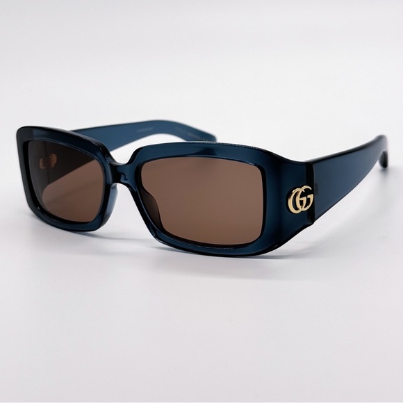 NEW GUCCI GG1403S 003 SQUARE BLUE BROWN WOMEN SUNGLASSES GUCCI - Picture 4 of 12